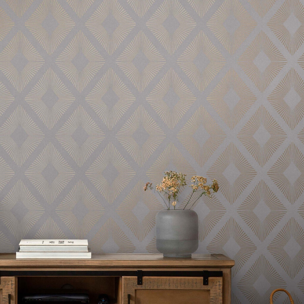 next deco triangle grey wallpaper