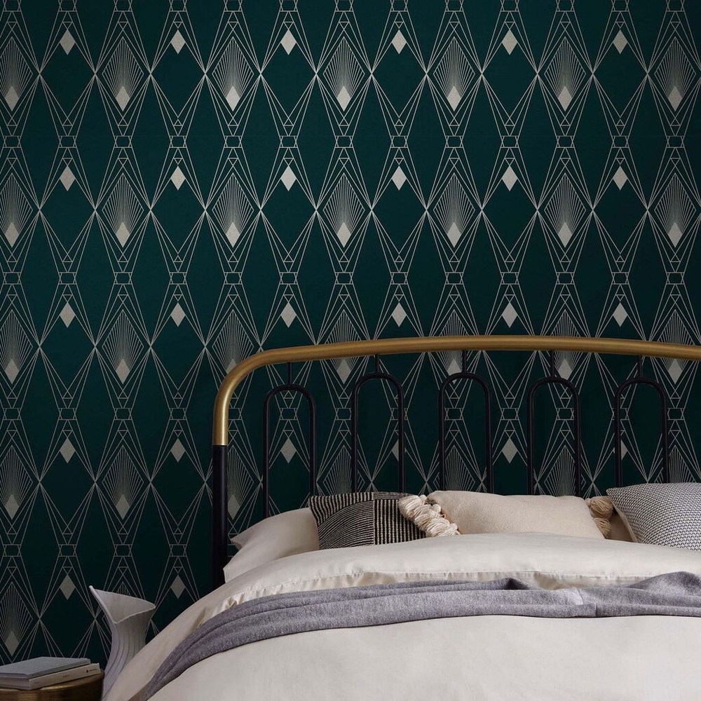 Next Deco Geometric Teal Wallpaper