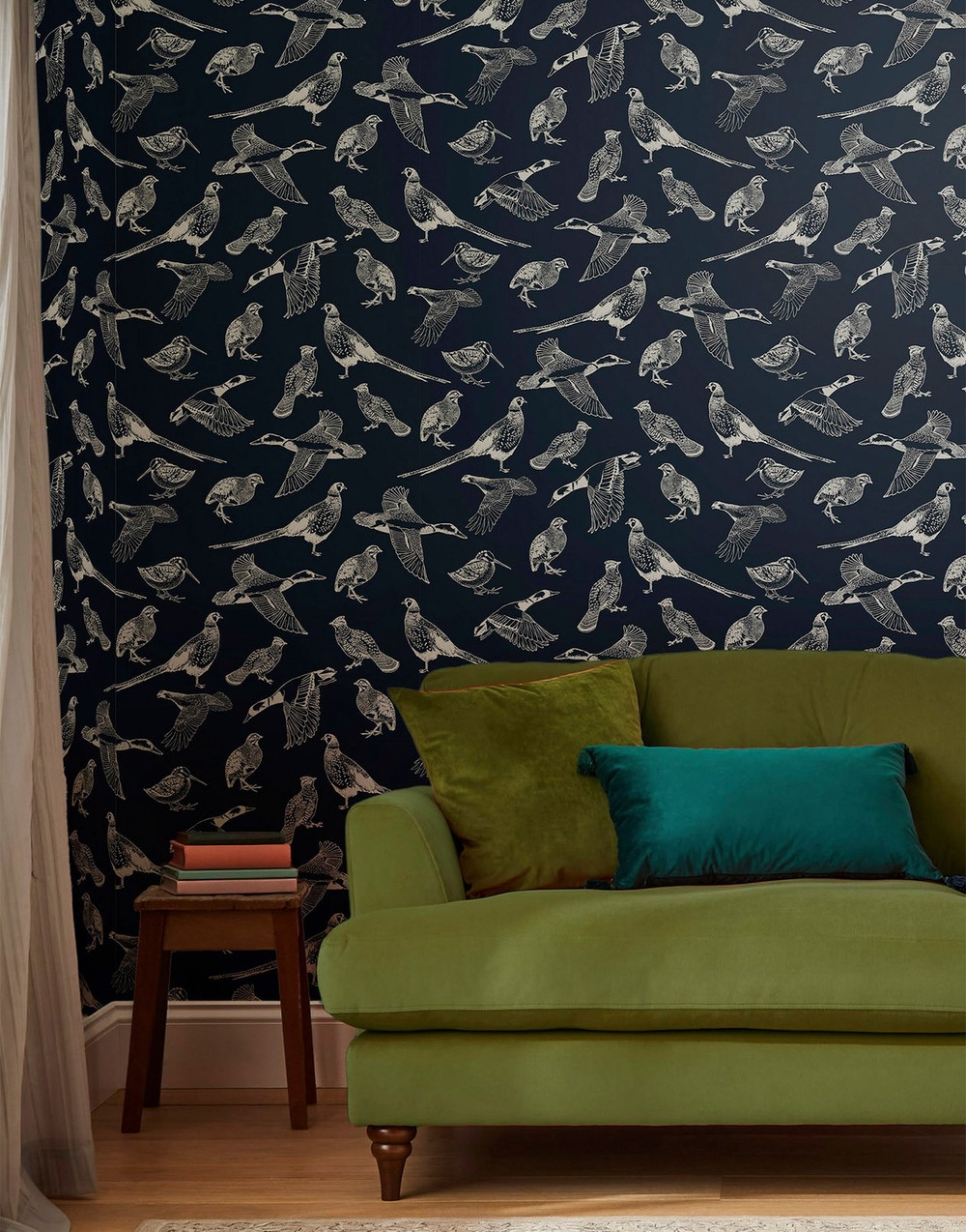 Joules Hunting Birds French Navy Wallpaper - 118555_ROOMSET_01.jpg