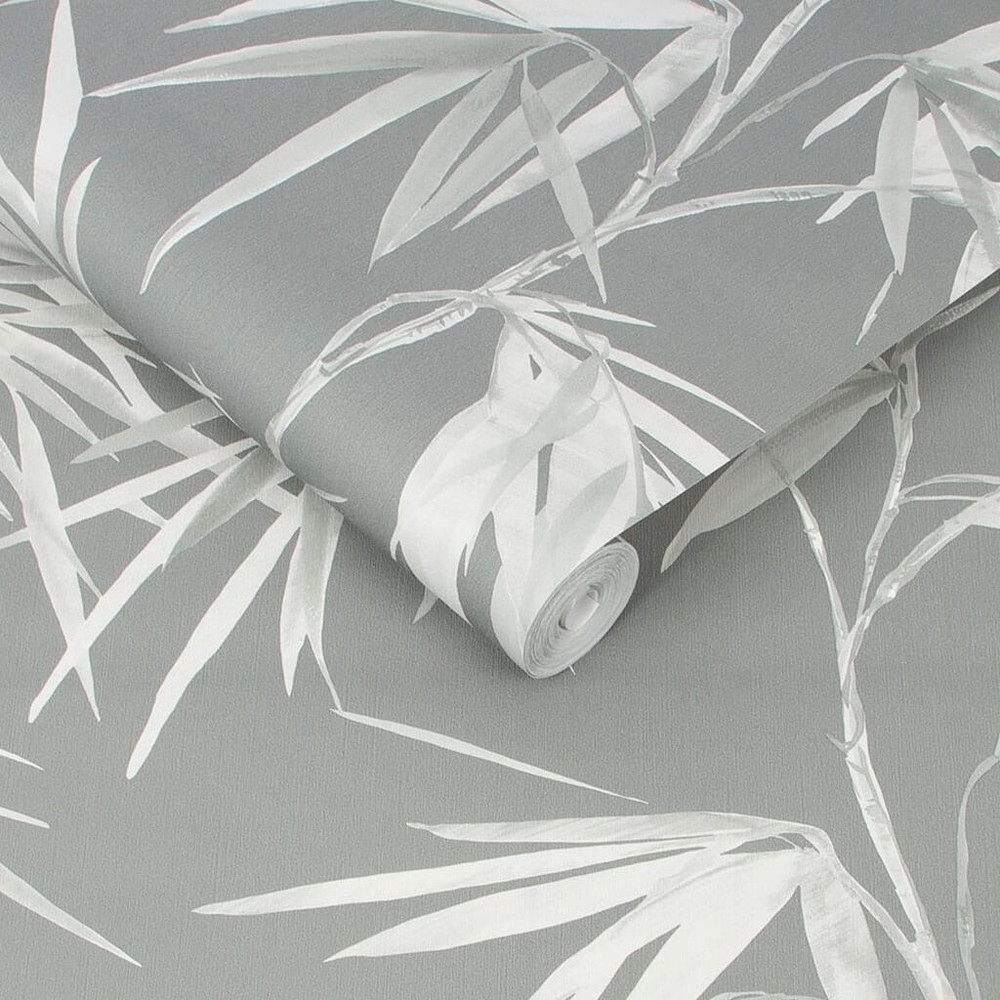 asia dark grey bamboo leaf wallpaper