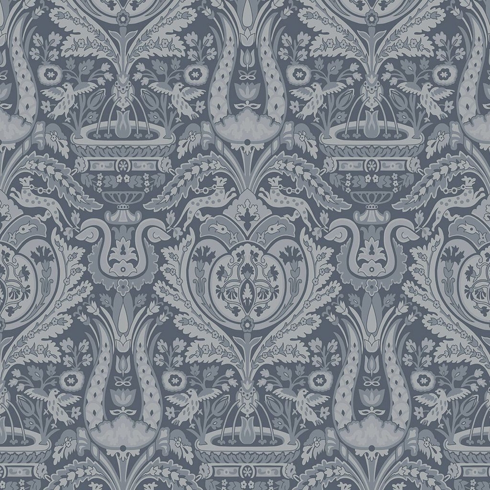 laura ashley heraldic damask dusky seaspray wallpaper