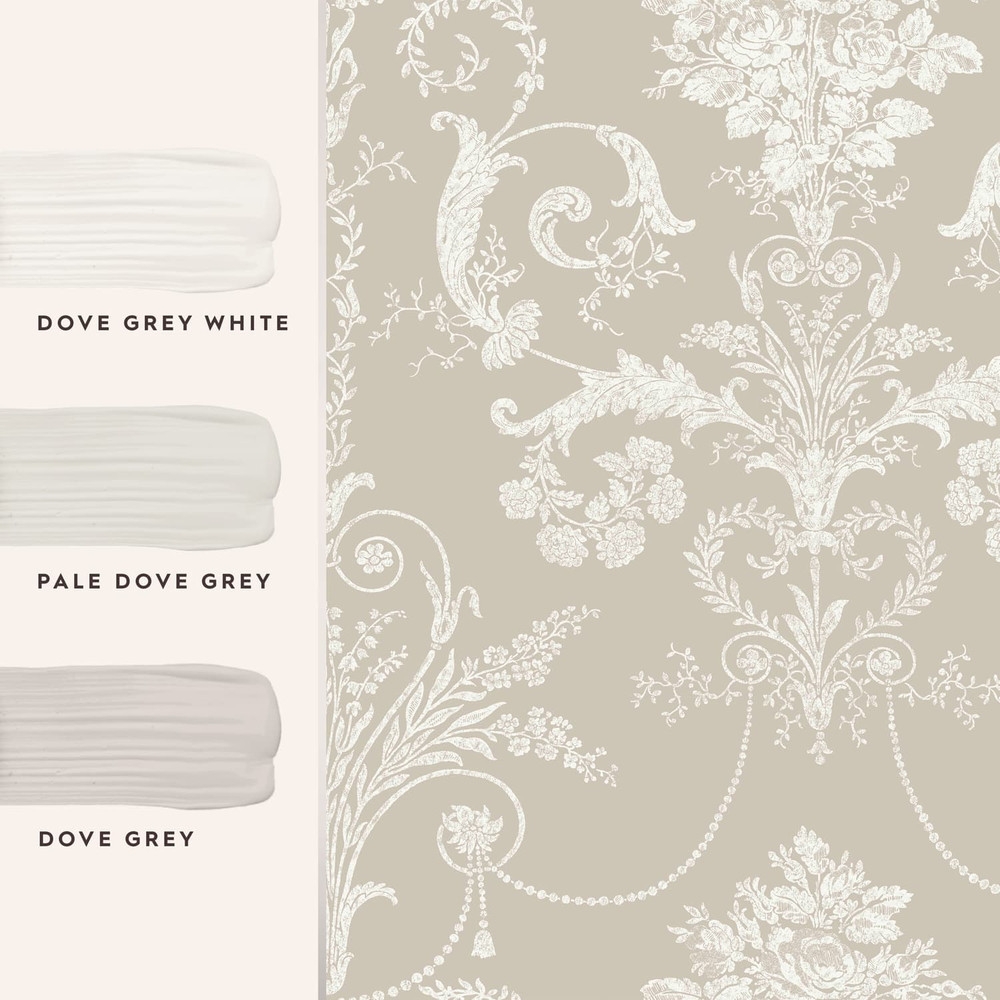 Laura Ashley Josette White & Dove Grey Wallpaper