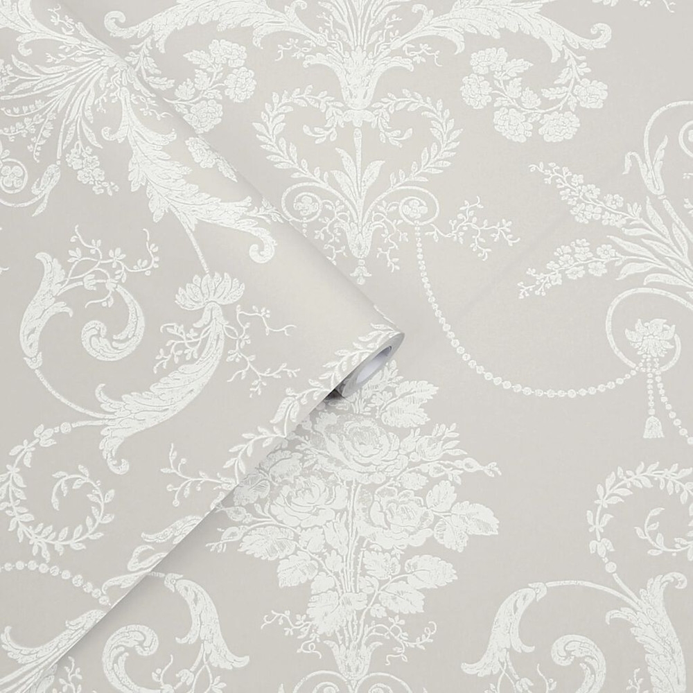 laura ashley josette white & dove grey wallpaper