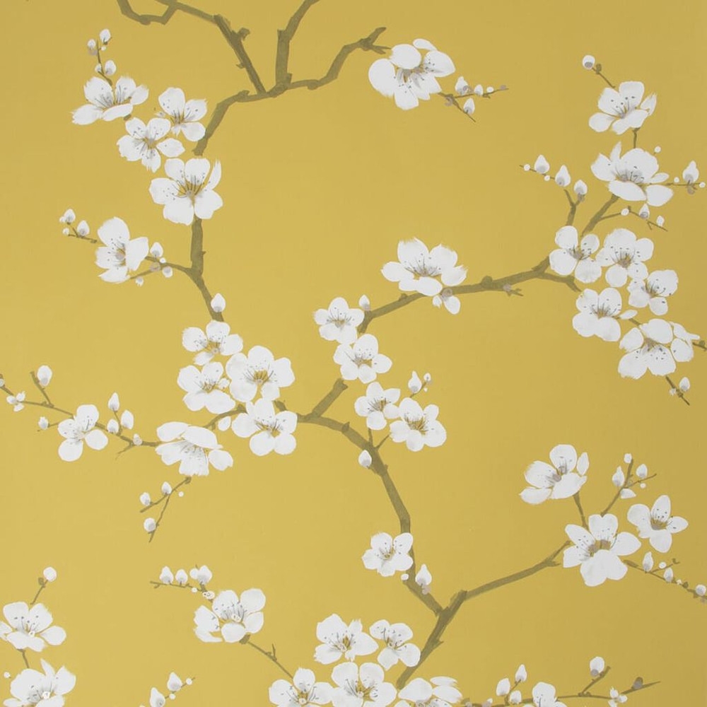 apple blossom ochre wallpaper