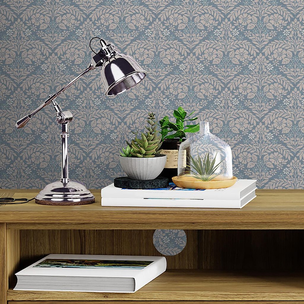 laura ashley margam newport blue wallpaper