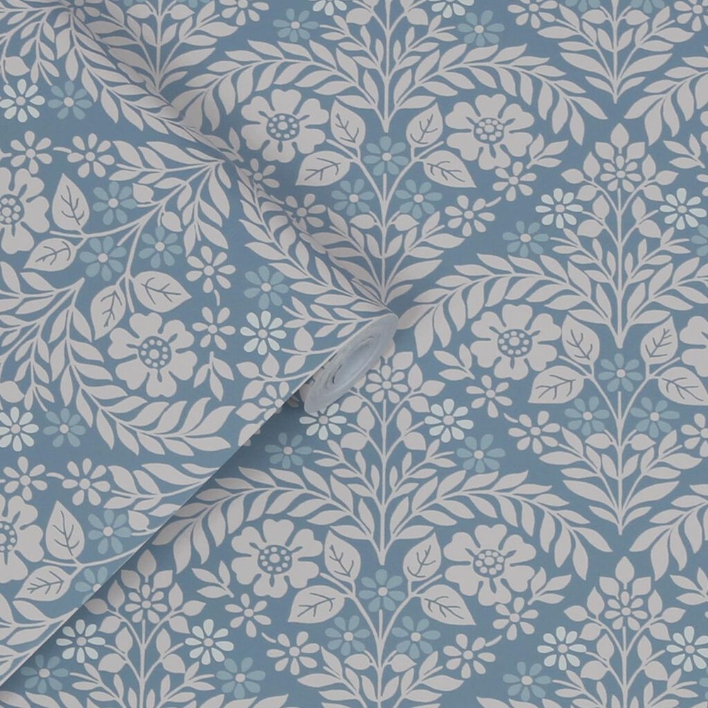 laura ashley margam newport blue wallpaper