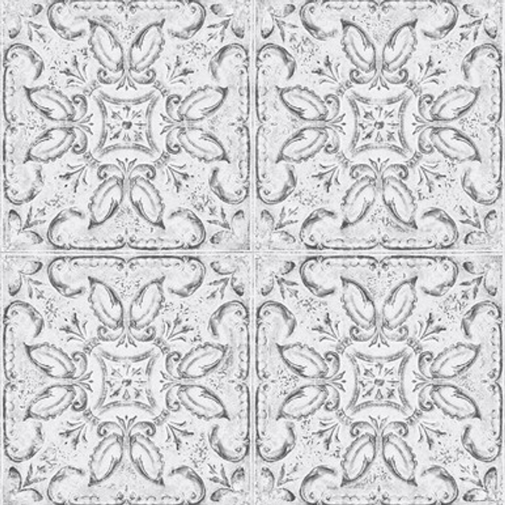 contour vintage tin tile white wallpaper