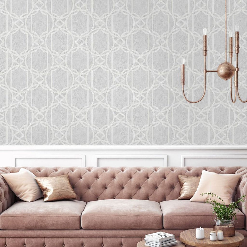 deco geo soft grey wallpaper