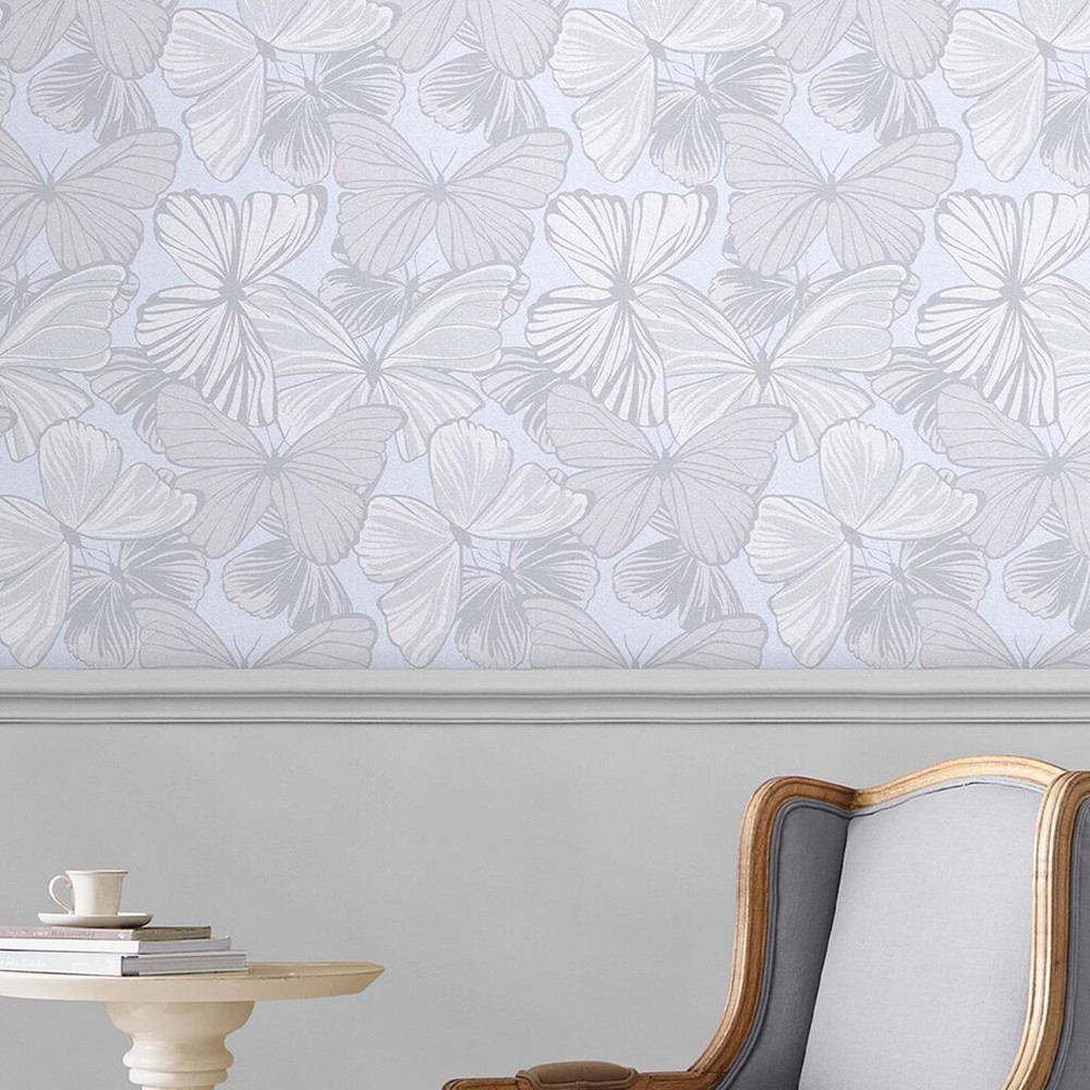 laura ashley butterfly garden sugared grey wallpaper