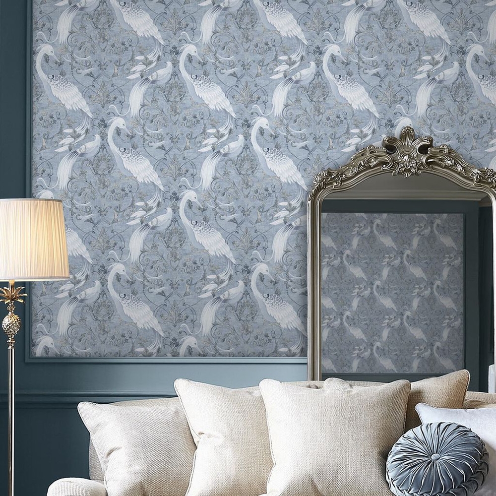 Laura Ashley Tregaron Midnight Blue Wallpaper