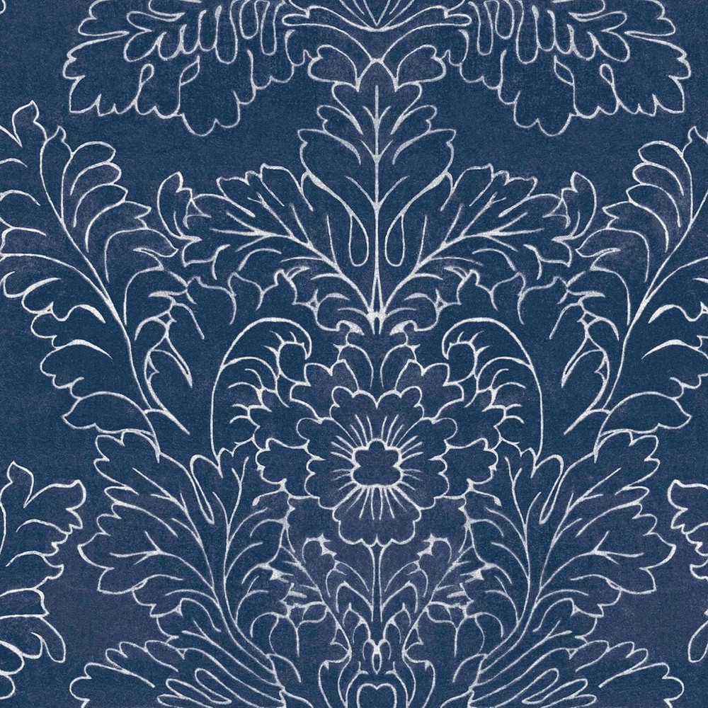 Laura Ashley Silchester Midnight Seaspray Blue Wallpaper