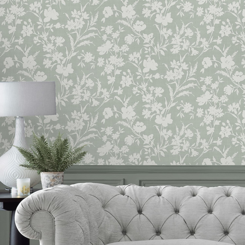 Laura Ashley Rye Sage Green Wallpaper