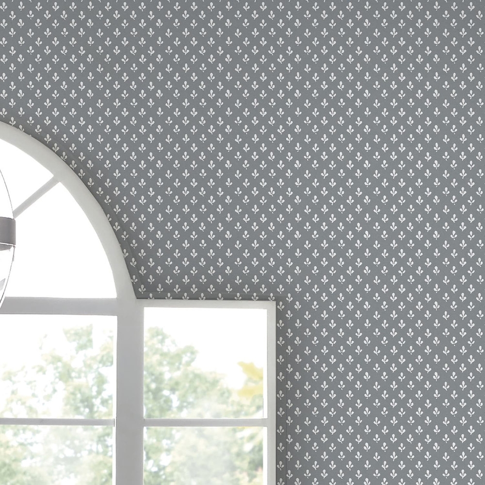 Laura Ashley Trefoil Slate Grey Wallpaper