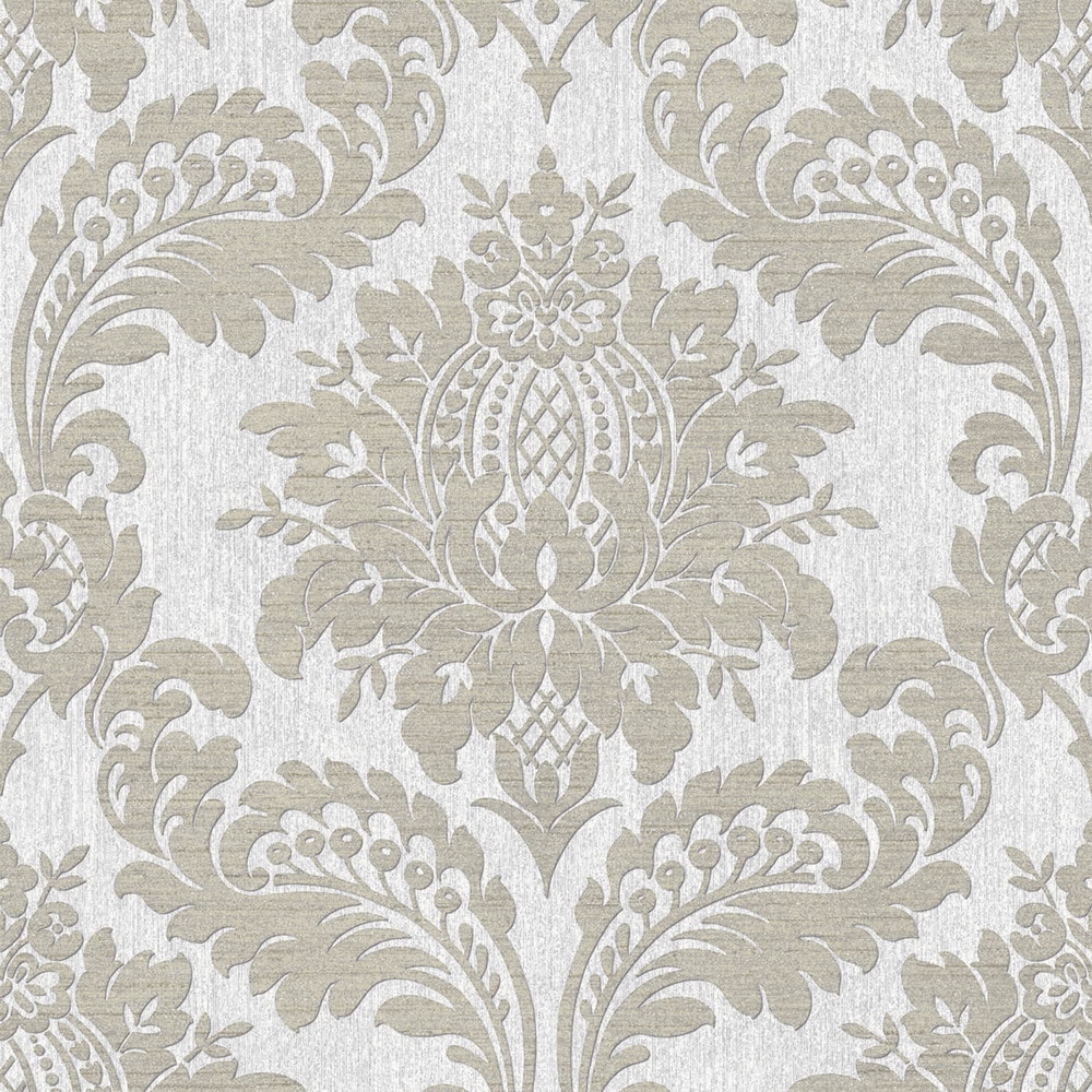 Archive Damask Grey Wallpaper