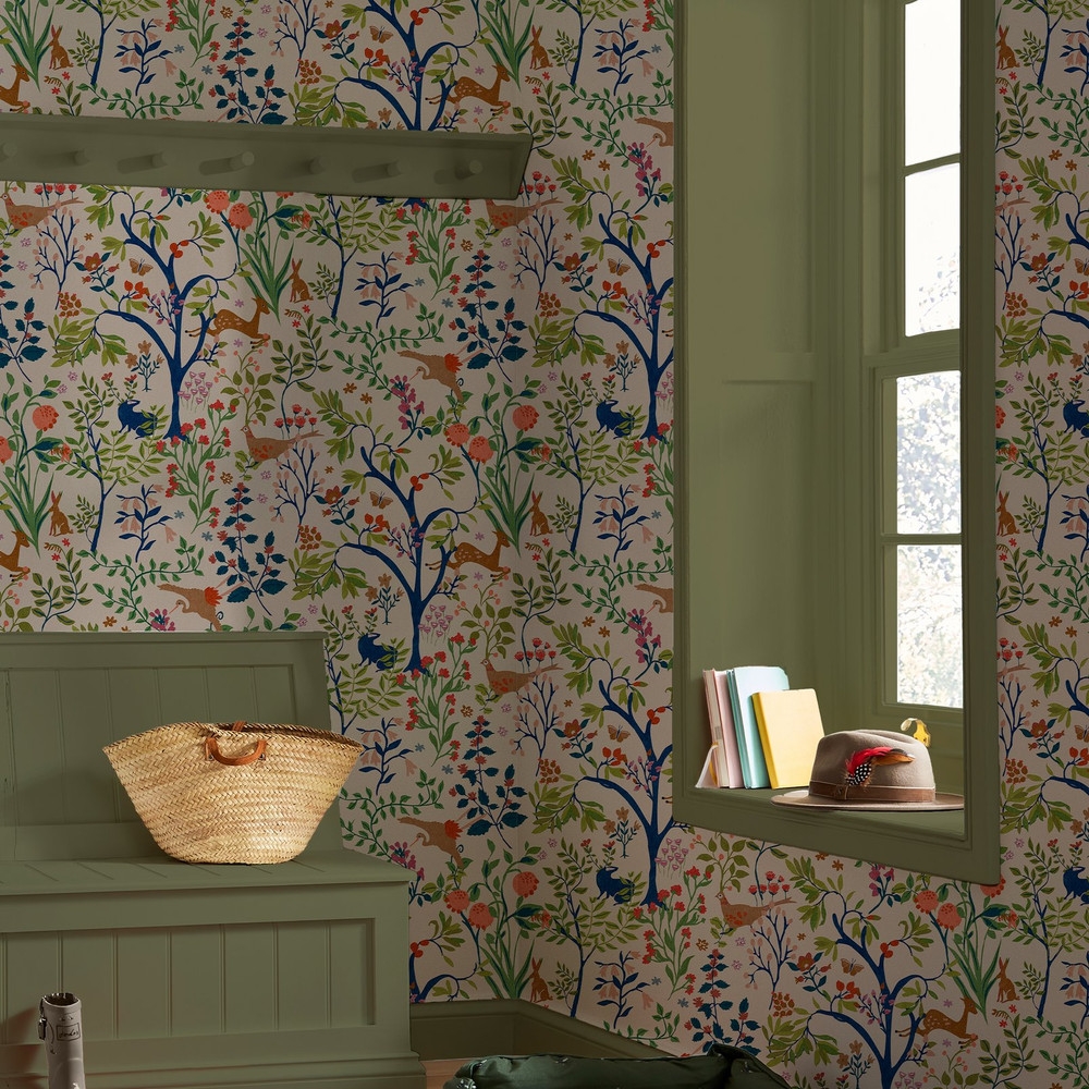 Joules Enchanted Woodland Antique Creme Wallpaper - 120871_ROOMSET_01.jpg