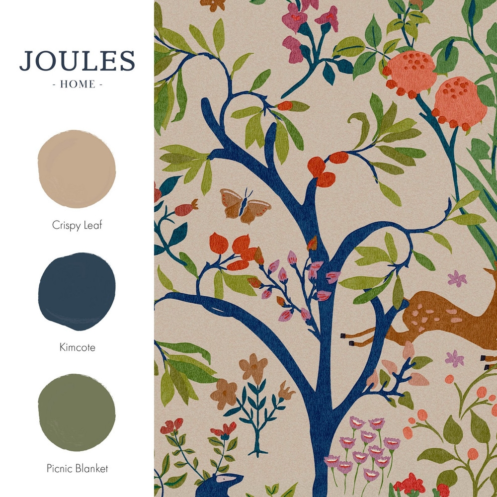 Joules Enchanted Woodland Antique Creme Wallpaper - 120871_FLATLAY_ENCHANTED WOODLAND ANTIQUE CREME_01.jpg