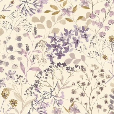 Next Watercolour Floral Purple Wallpaper