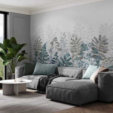 Leaf Silhouette Indigo Bespoke Mural