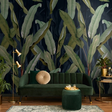 Banana Leaf Navy Bespoke Mural