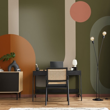 Oval Geo Pop Khaki Bespoke Mural