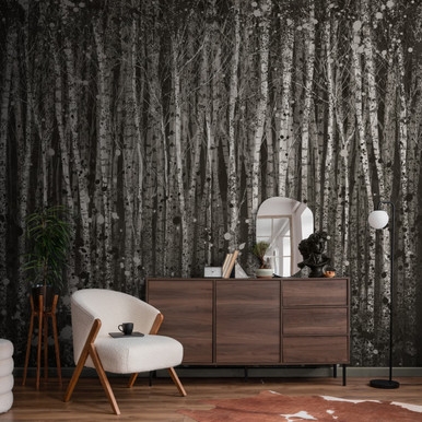 Painterly Woods Black Bespoke Mural