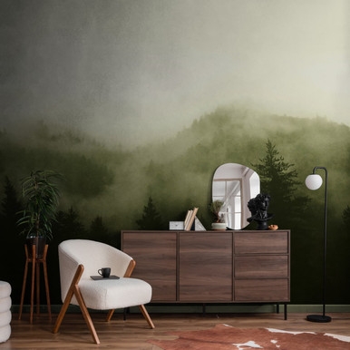 Misty Landscape Green Bespoke Mural