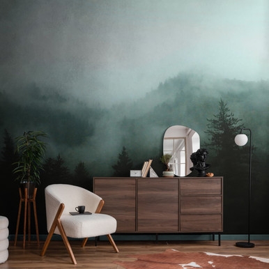 Misty Landscape Teal Bespoke Mural