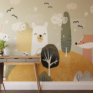 Scandi Animals Ochre Bespoke Mural