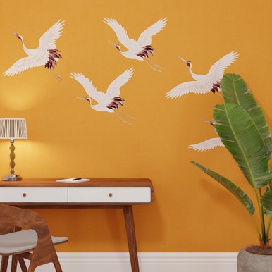 Cranes in Flight Ochre Bespoke Mural