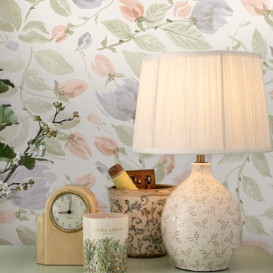 Laura Ashley Orisia Peony Pale Sage Green Wallpaper