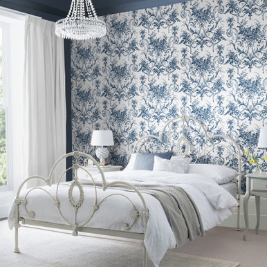 Laura Ashley Tuileries Midnight Blue Wallpaper