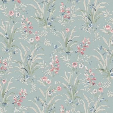 Laura Ashley Mosedale Posy Dark Duck Egg Blue Wallpaper