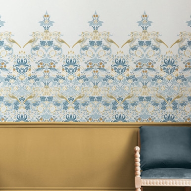 Strawberry Thief Soft Blue Bespoke Mural