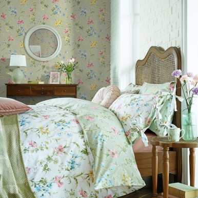 Laura Ashley Poppy Meadow Sage Green Wallpaper