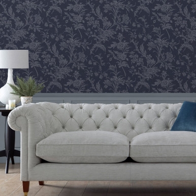 Laura Ashley Lloyd Midnight Seaspray Wallpaper