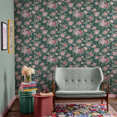 Cath Kidston Garden Rose Green Wallpaper