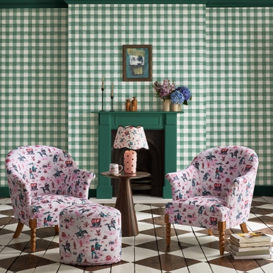 Cath Kidston Painted Gingham Green Wallpaper