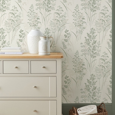 Next Leaf Sprigs Natural Greens Wallpaper