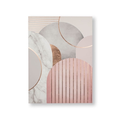 Pink & Grey Art Deco Geo Canvas Wall Art