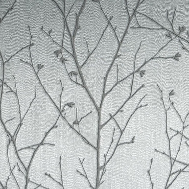 Water Silk Sprig Silver Wallpaper