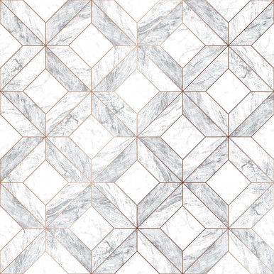 Marble Marquetry White & Rose Gold Wallpaper