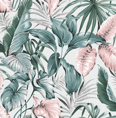 Leaves Exotique Light Grey Wallpaper