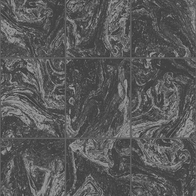 Glitter Marble Tile Black Wallpaper