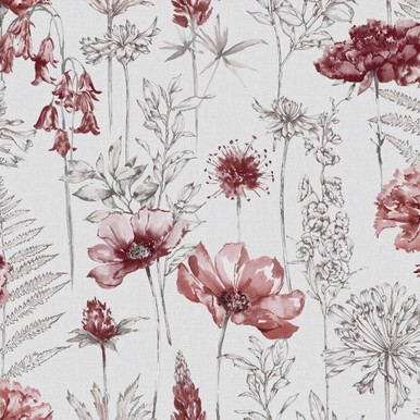 Floral Sketch Red Wallpaper