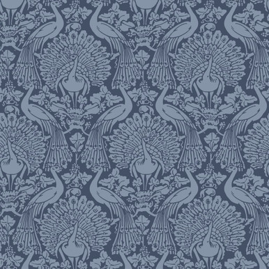 Laura Ashley Peacock Damask Dusky Seaspray Wallpaper