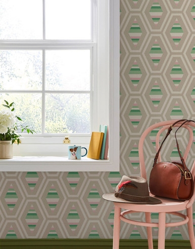 Joules Hallaton Kilim Garden Greens Wallpaper