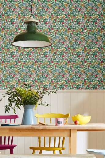 Joules Arts and Crafts Floral Rainbow Wallpaper