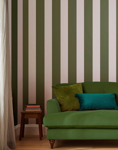 Joules Harborough Stripe Olive Green Wallpaper