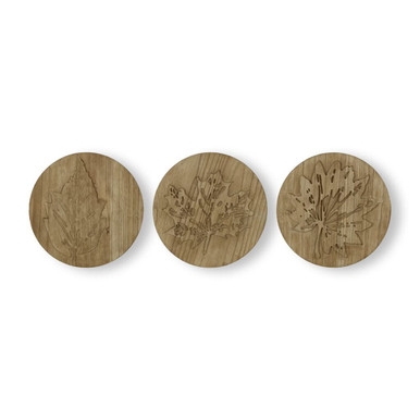 Wood Leaves Trio Wall Art