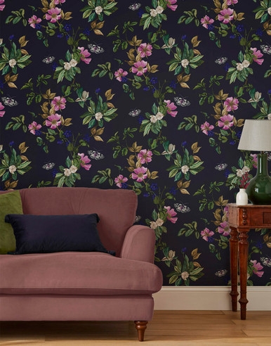 Joules Wakerly Woodland Floral French Navy Wallpaper